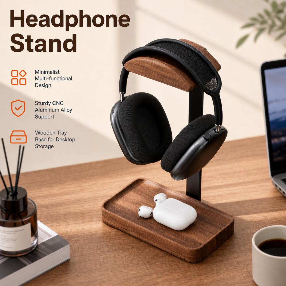Stojak na słuchawki z drewna o – Headphone Stand Desk recenzja i cena